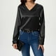 thumbnail image 2 of Sudadera,Blusa informal de poliéster con cuello en V y manga larga para mujer, color liso, largo normal, para uso diario, sopatenor, 2 of 8
