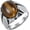 Silver Brown, variant on Unisex Stainless Steel Vintage Classic Punk Crack Pattern Simple Flower Shaped Oval Gemstone Signet Ring Comfort Fit