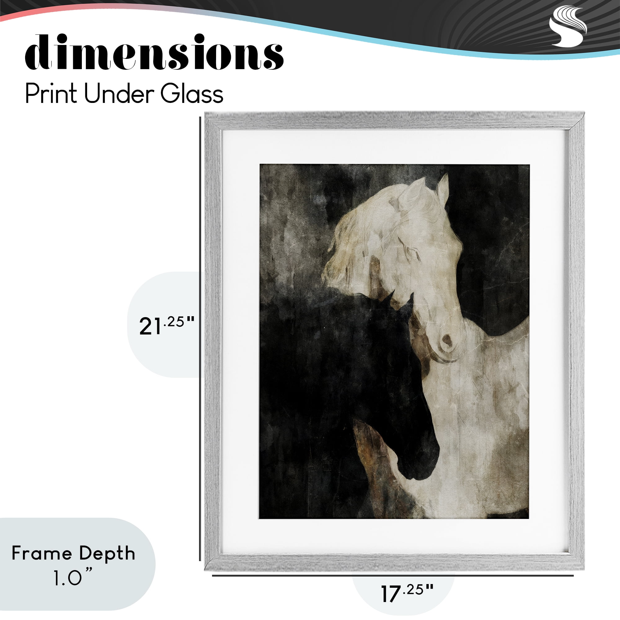 Stupell Industries Dual Spirit Horses Gray Framed Print Under Glass, design by Svetlana Aleynikova