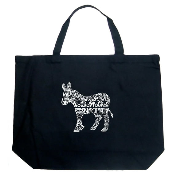 LA Pop Art Large Word Art Tote Bag - I Vote Democrat