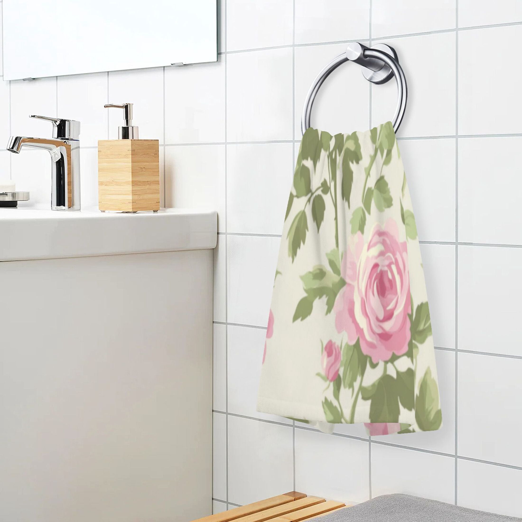 Cotton Towel Two-Piece 16x28 Inch One Sizex2 Face Towel Set Towel Set Cotton Hand Bath Towel Bathroom Beach Pretty Pink Rose
