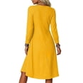 thumbnail image 6 of GUACER Women's Striped Midi Dresses Side Slit Knit Long Sleeve Round Neck Loose Casual Dresses for Vacation Lounge Gift, 6 of 7