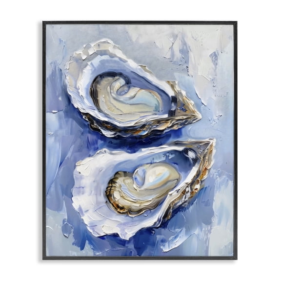 Stupell Industries Coastal Oysters in Pearlescent Light Black Framed Giclee Art, design by Creative Studio