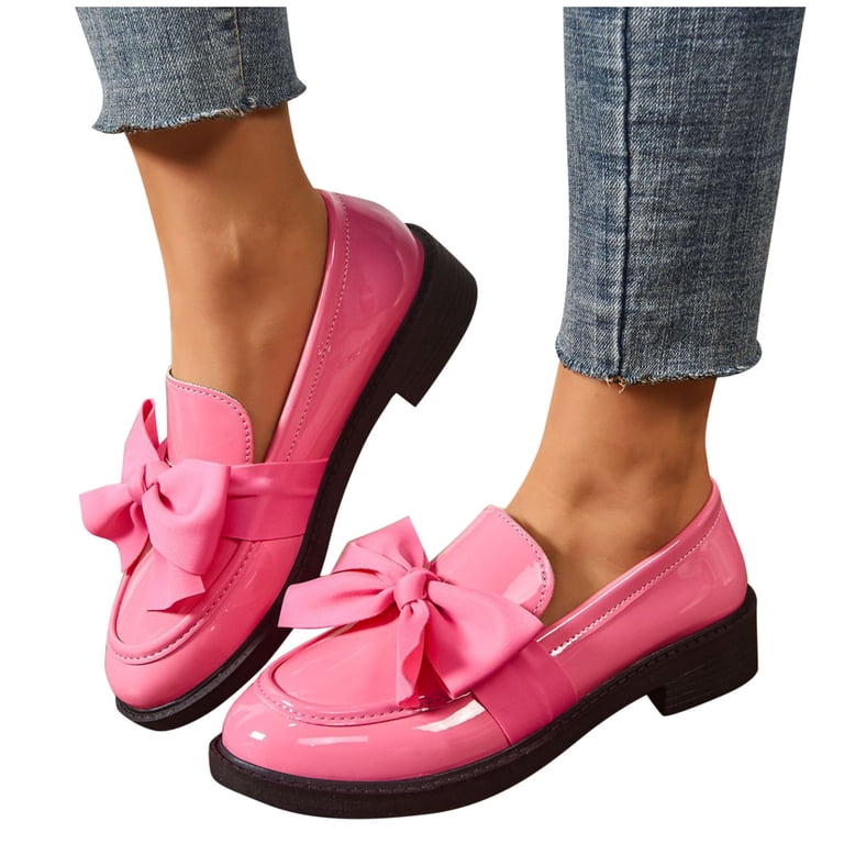 Vtg Duca Pink Patent Leather Velour Bow Loafers Dress Shoes Men’s Sz 41EU/8M US kate spade new york Deco Bow Patent Leather Block Loafers  main image 3