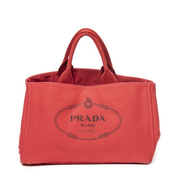 Pre-Owned Prada Red Large Canapa Tote Handbag Canapa Canvas