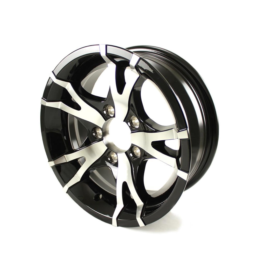 14X5.5 5Lug on 4.5" Aluminum T07 Trailer Wheel Black T0745545BM