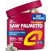 4Well Improved Complex Saw Palmetto for Women Wellness with DHEA Supplement and Collagen Peptides 900mg, Advanced Formula for Hair Skin and Nails, Vitamins & DHT Blocker, Hair Growth 60 Capsules