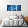 thumbnail image 3 of - 3 Pieces Wall Art Blue Canvas Flower for Modern Home Living Room Bedroom Office Blooming Flowers Painting Prints on Canvas Modern Artwork Stretched and Framed Ready to Hang - 12" x 16" x 3, 3 of 6