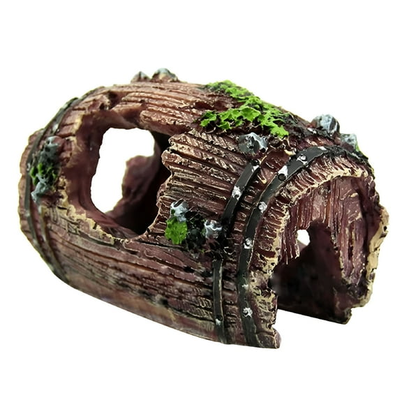 TELOLY Log Resin Hollow Tree Trunk Ornament, Fish Tank Aquatics Decoration Wood House Aquarium Hideout Caves Decorations for Betta, Turtles, Small Lizards, Reptiles