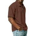 thumbnail image 4 of Men's Casual Polo Shirt Short Sleeve Quarter Zip Lightweight Oversized Knit Business Collar Shirt, #03 Coffee, 3XL, 4 of 6