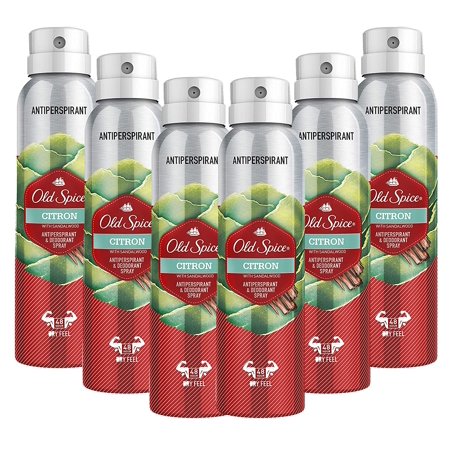 Old Spice Antiperspirant and Deodorant Spray, Citron with Sandalwood Scent, 48 Hour Dry Feel, 5.07 Ounce (Pack of 6)