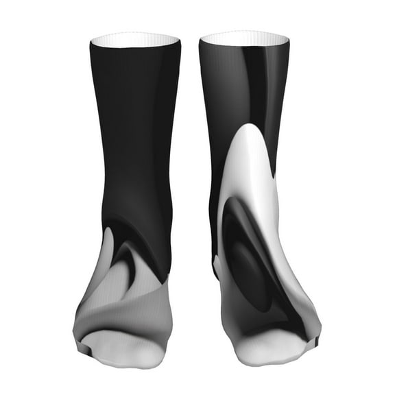 Easygdp Black White Fluid Sculpture Ankle Socks for Women Stocking Mid Calf Socks Ultra Stretchy for Boots Sneakers Loafer