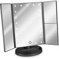 thumbnail image 1 of Espejo cosmético HUOGUO LED plegable con soporte para almacenamiento, color negro, 1 of 5