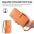 thumbnail image 5 of Zipper Wallet Case for Samsung Galaxy S25 Plus, Crossbody Lanyard Shoulder Strap & Wrist Hand Strap Handbag Cover, Premium PU Leather 6 Card Slots Holder Kickstand Magnetic Flip Purse Case, Orange, 5 of 6