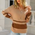 thumbnail image 4 of Vedolay Sweater Womens Crop Tops Casual Long Sleeve Knit Cropped Sweatshirts Pullover Sweater,Khaki L, 4 of 5