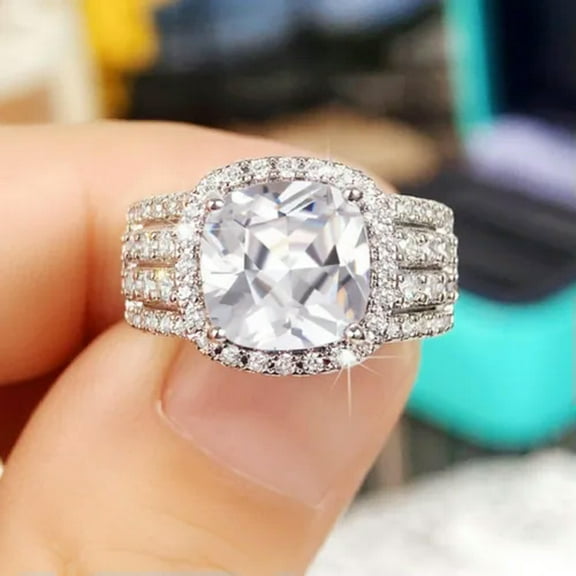 K-KED 925 Silver Anniversary Rings Women Gorgeous Cubic Zirconia Delicate Jewelry Size 6-10-9-Silver