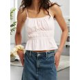 thumbnail image 4 of LMLYSoH Women's Summer Slim Camisole Spaghetti Strap Lace Trim Smocked Tank Tops Streetwear, 4 of 8