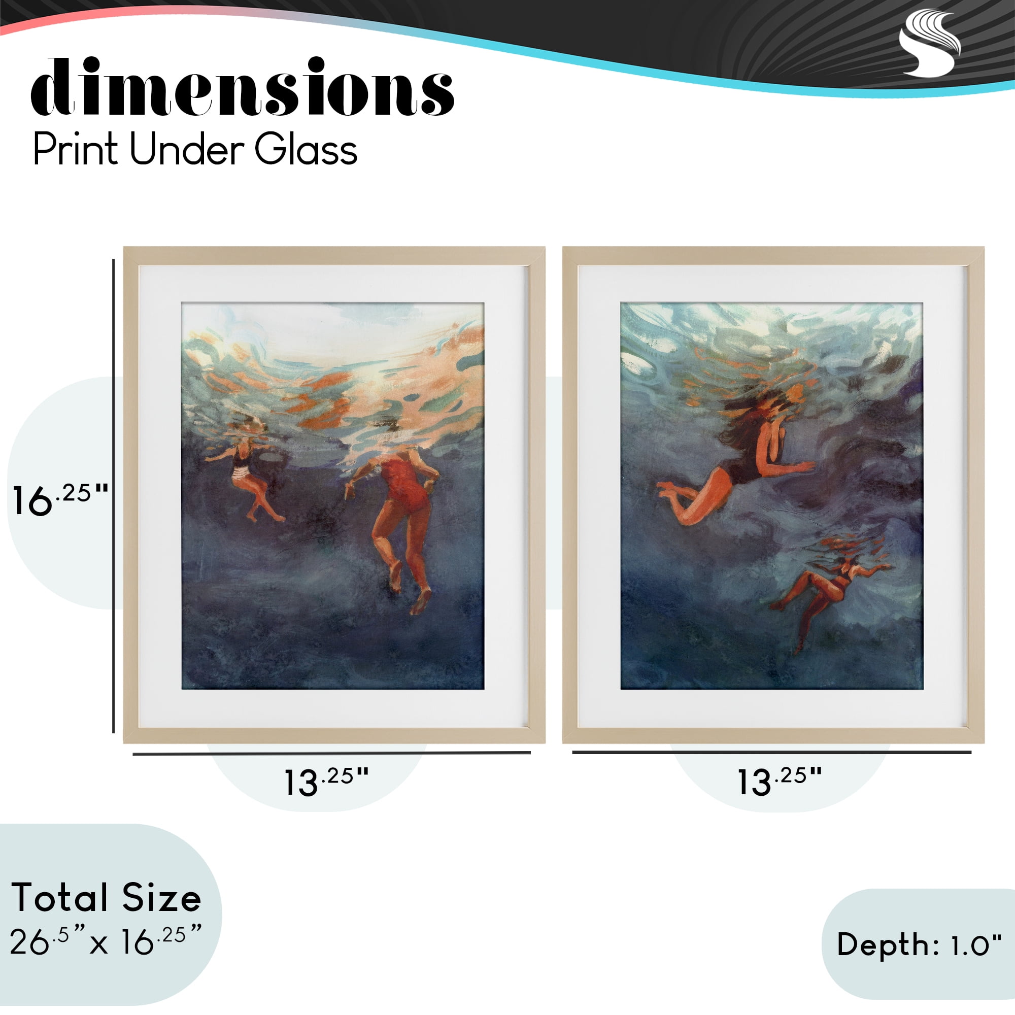 Stupell Industries Swimming Summer's Dance 2 Piece Birch Framed Print Under Glass Set, design by Victoria Barnes