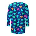 thumbnail image 4 of DondPO T-Shirts pour Femmes Imprimé Cœur Manches 3/4 Col Rond T-Shirts Graphiques Tops de Vacances T-Shirts Tendance Bleu m Liquidation!, 4 of 5