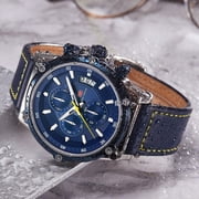 MINI FOCUS Mens Watches Top Brand Luxury Watch Men Waterproof Leather Strap Relogio Masculino reloj hombre Blue erkek kol saati