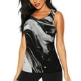 thumbnail image 1 of Balery Fluid Black White Paint Swirls Camiseta sin mangas estampada ligera para mujer, tops de entrenamiento sin mangas, camisetas de yoga transpirables de secado rápido.-Medium, 1 of 7