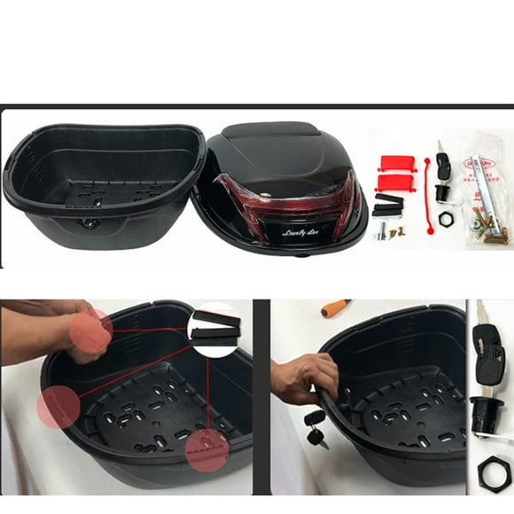 Étui de rangement de moto, moto de la boîte arrière du casque à bagages de rangement de rangement de rangement grande capacité universelle pour l'électromobile