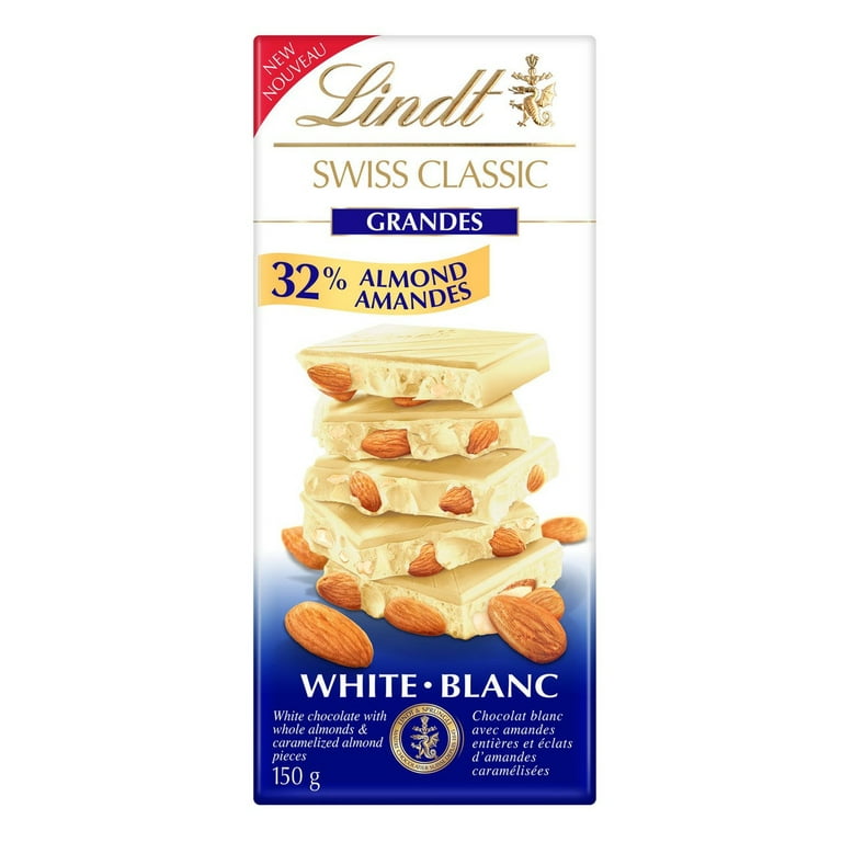 Lindt Swiss Classic Grandes Almond White Chocolate Bar, 150g/5.2