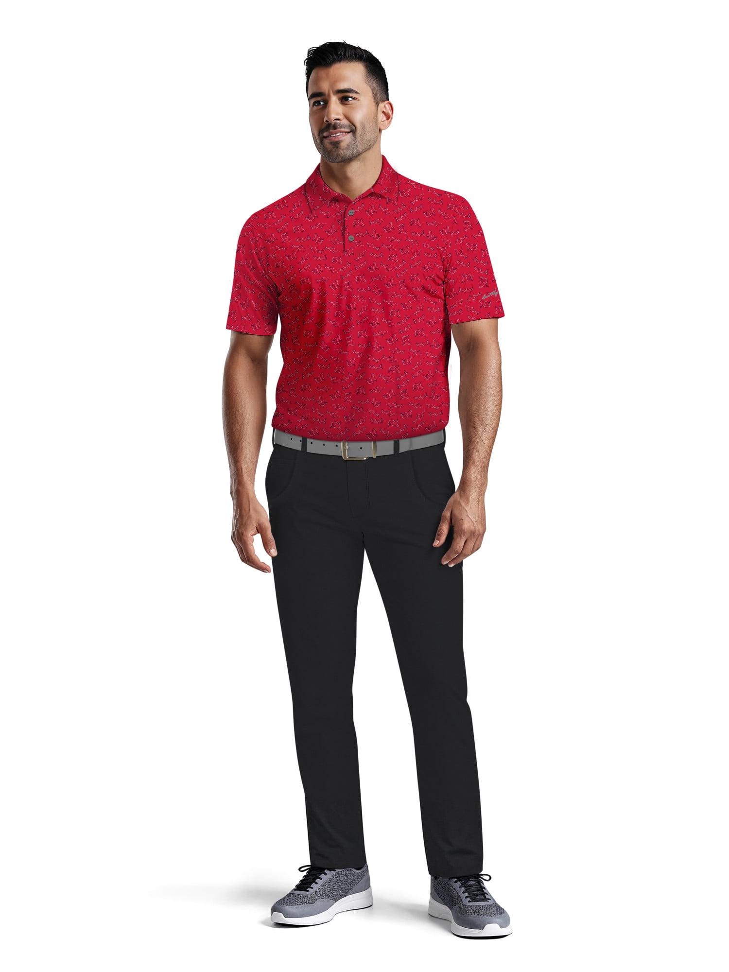 Ben Hogan Men's & Big Men's Performance Shark Print Short Sleeve Polo Shirt, Sizes S-5XL