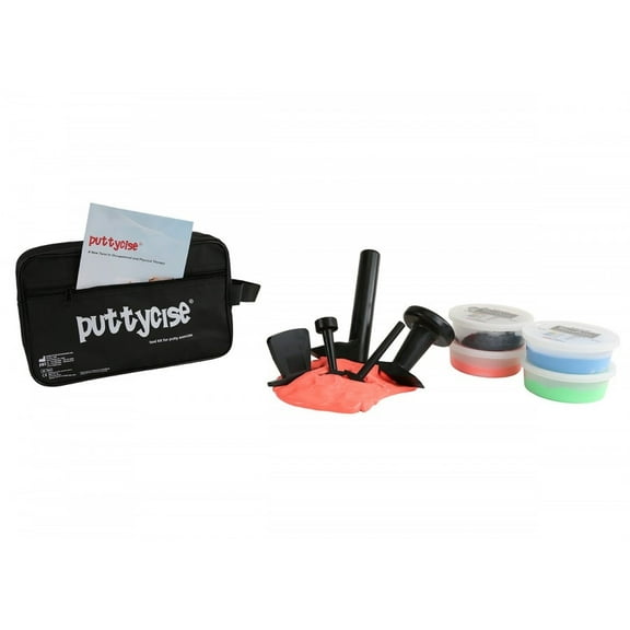 CanDo Puttycise Hard Resistance Theraputty Kit, 5 Piece Set Plus (4) 6 Ounce Tubs of Theraputty