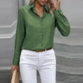thumbnail image 4 of Sevevn Long Sleeve Tops for Women Fashion Women's Casual Solid Color Blouses Button Long Sleeved Turndown Collar Top Holiday Gift Finder, 4 of 5