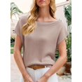 thumbnail image 6 of Short Sleeve Womens One Shoulder Sweater Tops Casual Loose Knit Going Out Shirt, 6 of 6