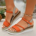 thumbnail image 2 of Dakaela Espadrille Wedge Sandals for Women 2025 Braided Ankle Strap Open Toe Platform Shoes Orange 7, 2 of 8