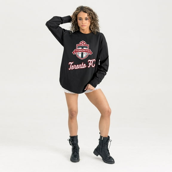 Women's Gameday Couture  Black Toronto FC Oversized Long Sleeve T-Shirt