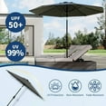 thumbnail image 4 of Ourlova Parasol de Patio 9 Pi - Parasol de Table d'Extérieur à 8 Nervures Robustes avec Manivelle et Inclinaison à Bouton-Poussoir - Parasol de Marché Bleu Gris, 4 of 6