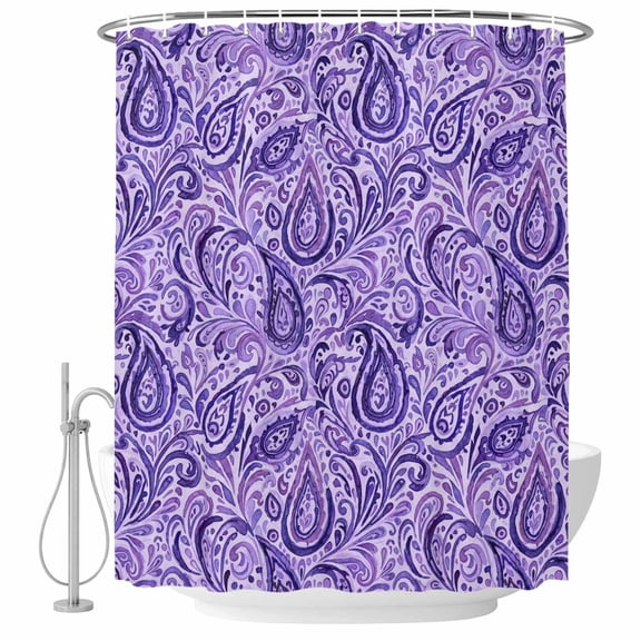 Vintage Purple Shower Curtain Set - Small 36" x 72" Washable Bathtub Curtain with 12 Hooks, Retro Botanical Abstract Art Waterproof Fabric Stall Shower Curtains for Bathroom/Bathtub Décor