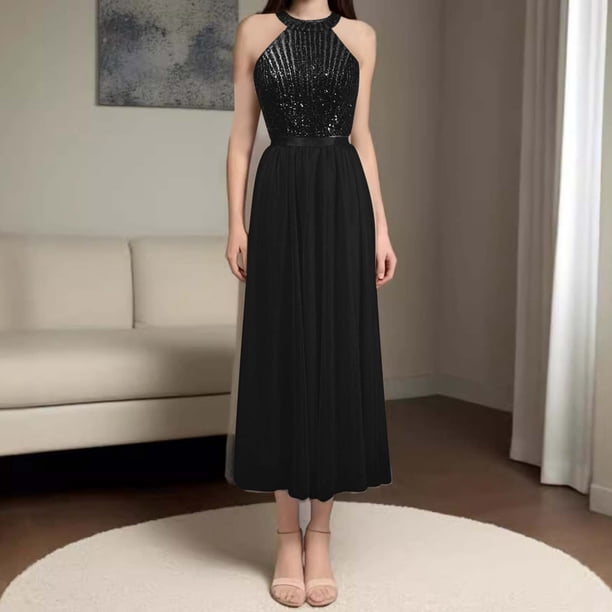 WILLBEST Vestidos Floreados Para Mujer Vestido De Fiesta Elegante Sin Mangas Corto Con Lentejuelas A La Moda Para Mujer
