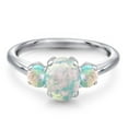 thumbnail image 3 of Gem Stone King 1.50 Ct Oval Cabochon White Simulated Opal 925 Sterling Silver Ring, 3 of 6