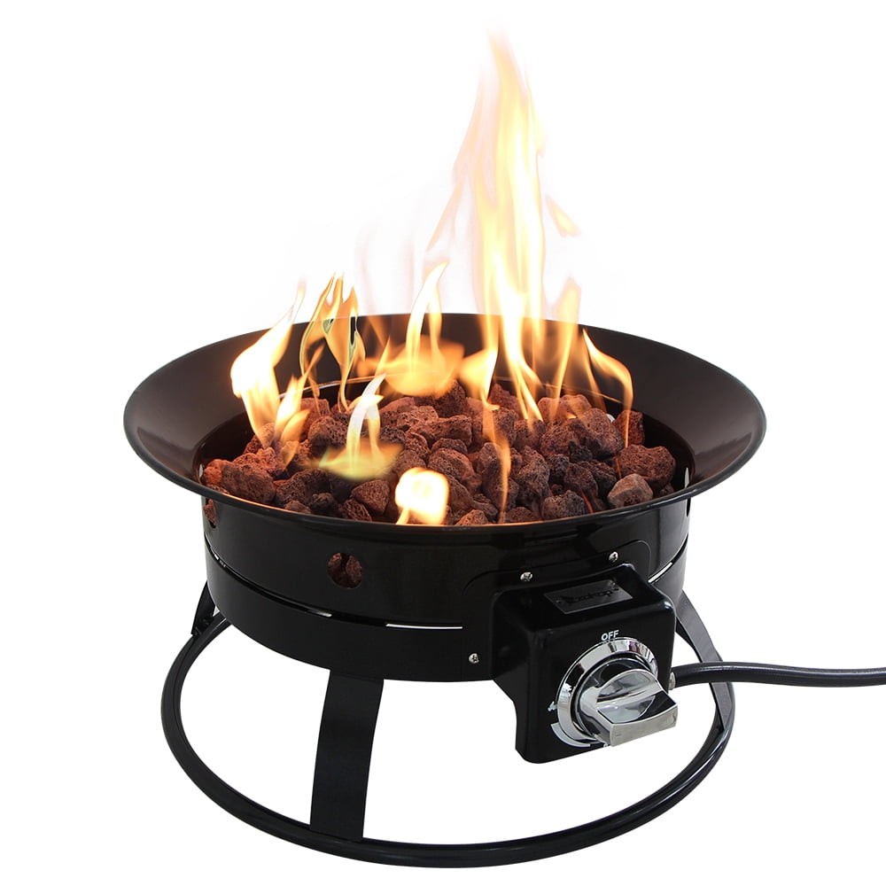 Outdoor Portable Propane Gas Fire Pit, 52,000 BTU Firebowl with Carry Kit for Camping, Backyard, Tailgating and Patio, 19'' Mobile Propane Bonfire Fire Pit, Compact Design, Easy Carry, K884