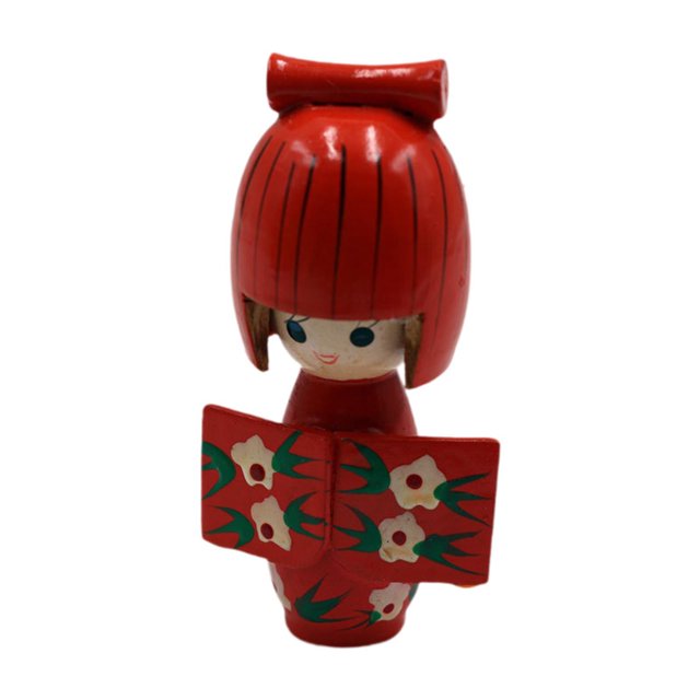 Medera de madera Kimono Doll Statue Handicraft 4.13 Muñeca geisha tradicional muñeca japonesa para entradas de mesa en casa tienda de entradas Naranja