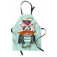 thumbnail image 1 of Pug Apron Captain Dog with Hat Mustache Jacket and Shirt Cute Animal Funny Image, Unisex Kitchen Bib Apron with Adjustable Neck for Cooking Baking Gardening, Navy Blue Pale Blue Orange, by Ambesonne, 1 of 3