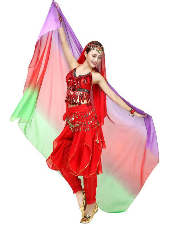 BellyLady Dance Chiffon Veil Scarf For Belly Dancers Blue/Green/Pink