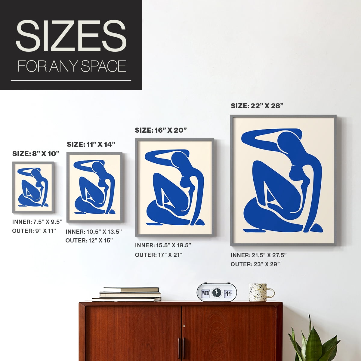 Matisse CXCV Framed Print in Gray Solid Wood 11 x 14 Framed Print