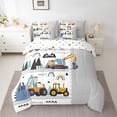 thumbnail image 2 of jejeloiu Modern Bulldozer Crane 7-Piece Twin Bedding Sets,Construction Vehicles Excavator Bedding Comforter Set,Gray White Yellow Sheet Sets For Boys Teens,Microfiber Bedroom Decor Reversible, 2 of 8