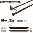 thumbnail image 5 of Deco Window 36 to 66 inches Extendable Double Curtain Rod for Windows With Endcap Round Finials (1" Diameter, Brown), 5 of 8
