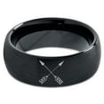 thumbnail image 2 of Tungsten Archery Bow Arrows Crossed Band Ring 8mm Men Women Comfort Fit Black Dome Brushed Polished, 2 of 4