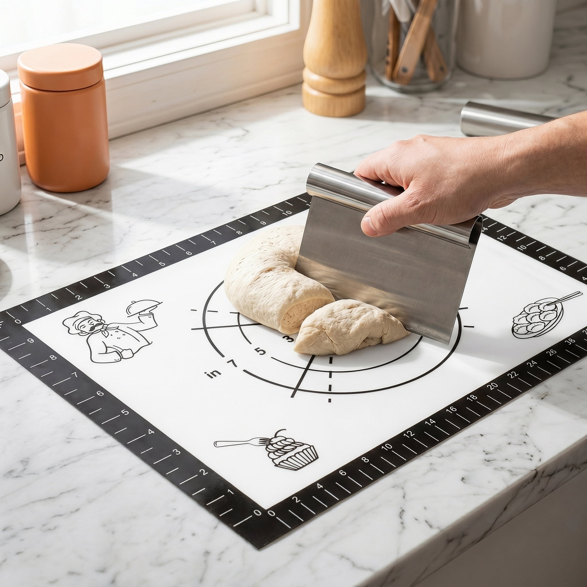 Unique Bargains Thickened Silicone Pastry Baking Mat with Measurements Black 11.8"x15.7"
