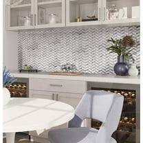 Apollo Tile   5 Pack White and Gray 11.4-in. x 13-in. Chevron Polished Marble Mosaic Tile (5.15 Sq ft/case)