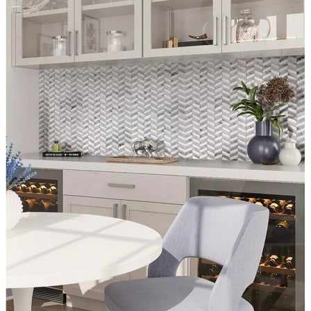 Apollo Tile   5 Pack White and Gray 11.4-in. x 13-in. Chevron Polished Marble Mosaic Tile (5.15 Sq ft/case)