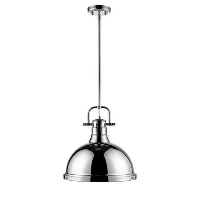 Golden Lighting 3604-L CH-CH Duncan 1 Light Pendant with Rod in Chrome with Chrome Shade
