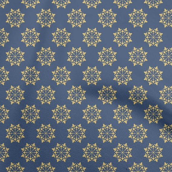 oneOone Silk Tabby Blue Fabric Asian Block Floral Diy Clothing Quilting Fabric Print Fabric By Yard 42 Inch Wide
